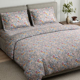 Whispering Song Bird Multi 100% Cotton Double Flat Bedsheet, 186 TC