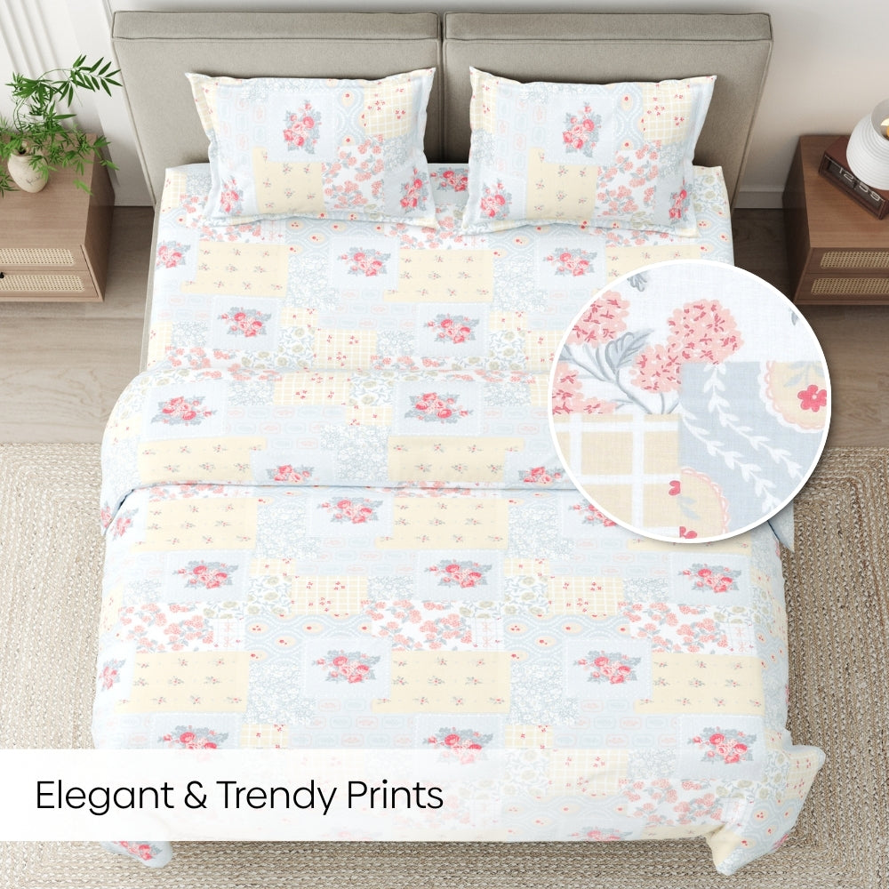 Blooming Heritage Combed Cotton King Bedsheet, 186 TC