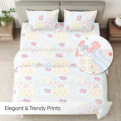 Blooming Heritage Combed Cotton King Bedsheet, 186 TC