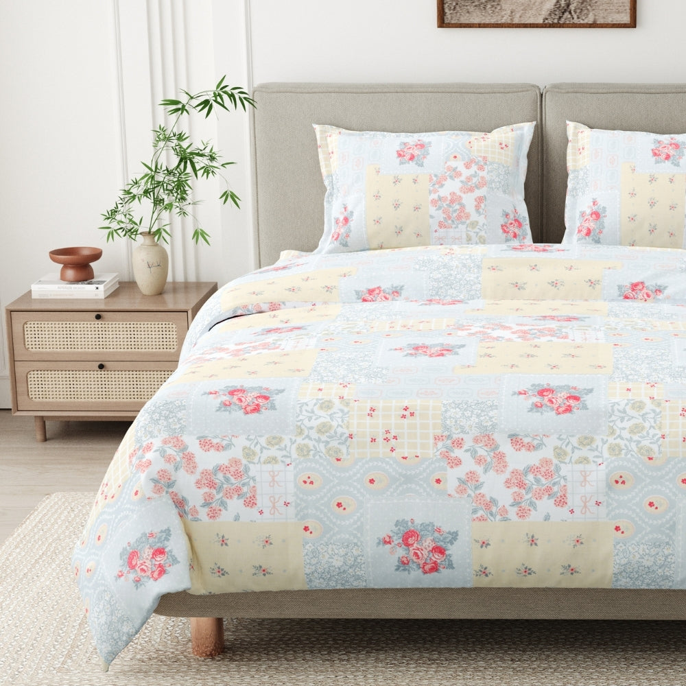 Blooming Heritage Combed Cotton King Bedsheet, 186 TC