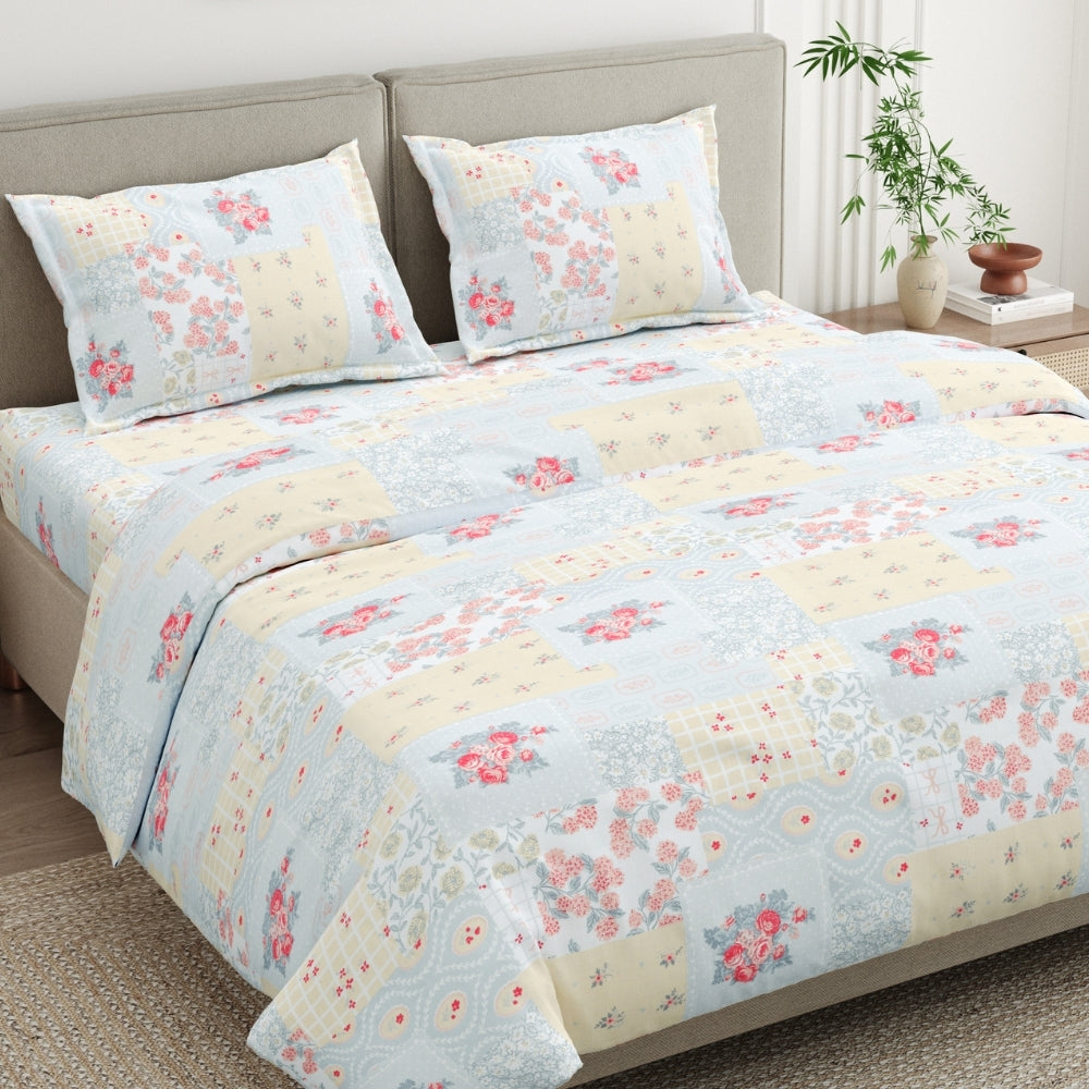 Blooming Heritage Combed Cotton King Bedsheet, 186 TC