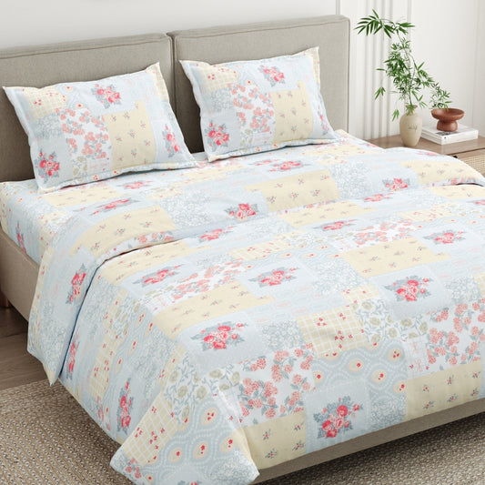 Blooming Heritage Combed Cotton King Bedsheet, 186 TC
