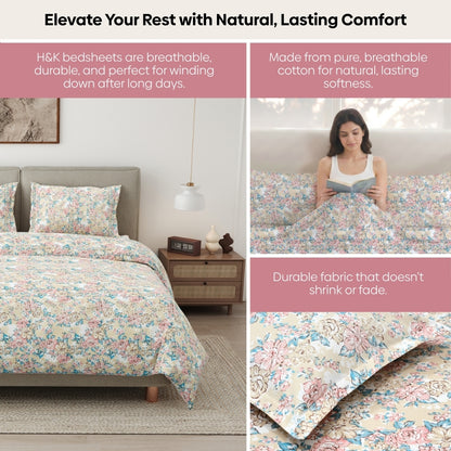 Blossom Legacy Combed Cotton King Bedsheet, 186 TC