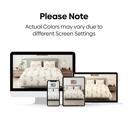 Floral Reverie Combed Cotton King Bedsheet, 186 TC