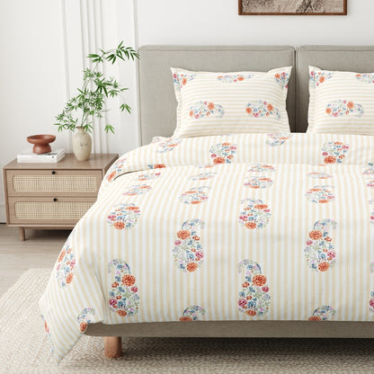 Floral Reverie Combed Cotton King Bedsheet, 186 TC