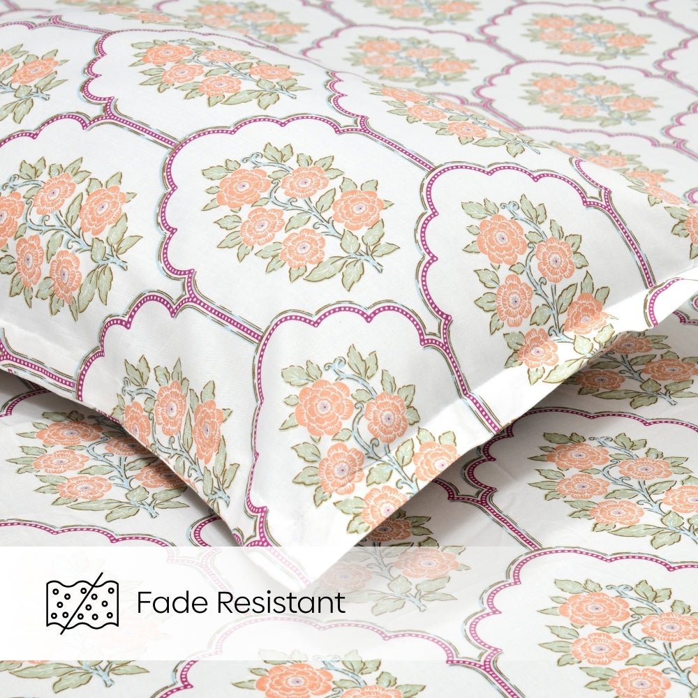 Heritage Blossom Combed Cotton King Bedsheet, 186 TC - Bedsheets | haus & kinder