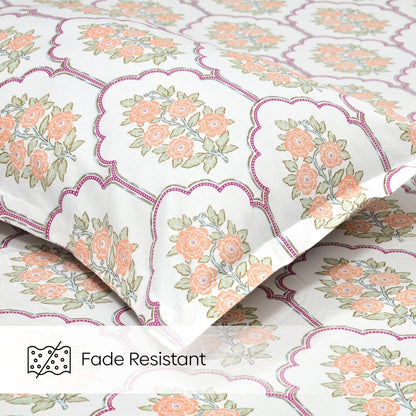 Heritage Blossom Combed Cotton King Bedsheet, 186 TC