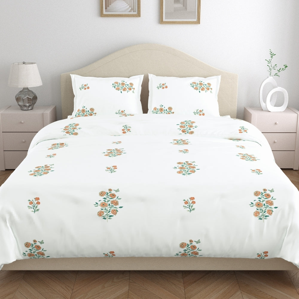 Combed Cotton King Bedsheet Petals of Tradition, 186 TC