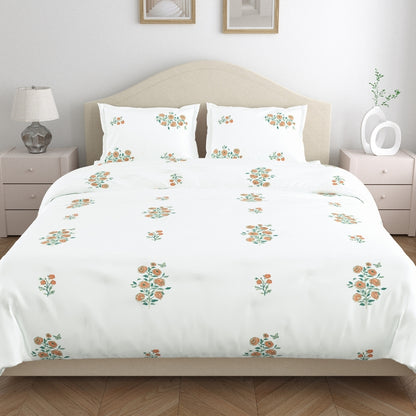 Combed Cotton King Bedsheet Petals of Tradition, 186 TC