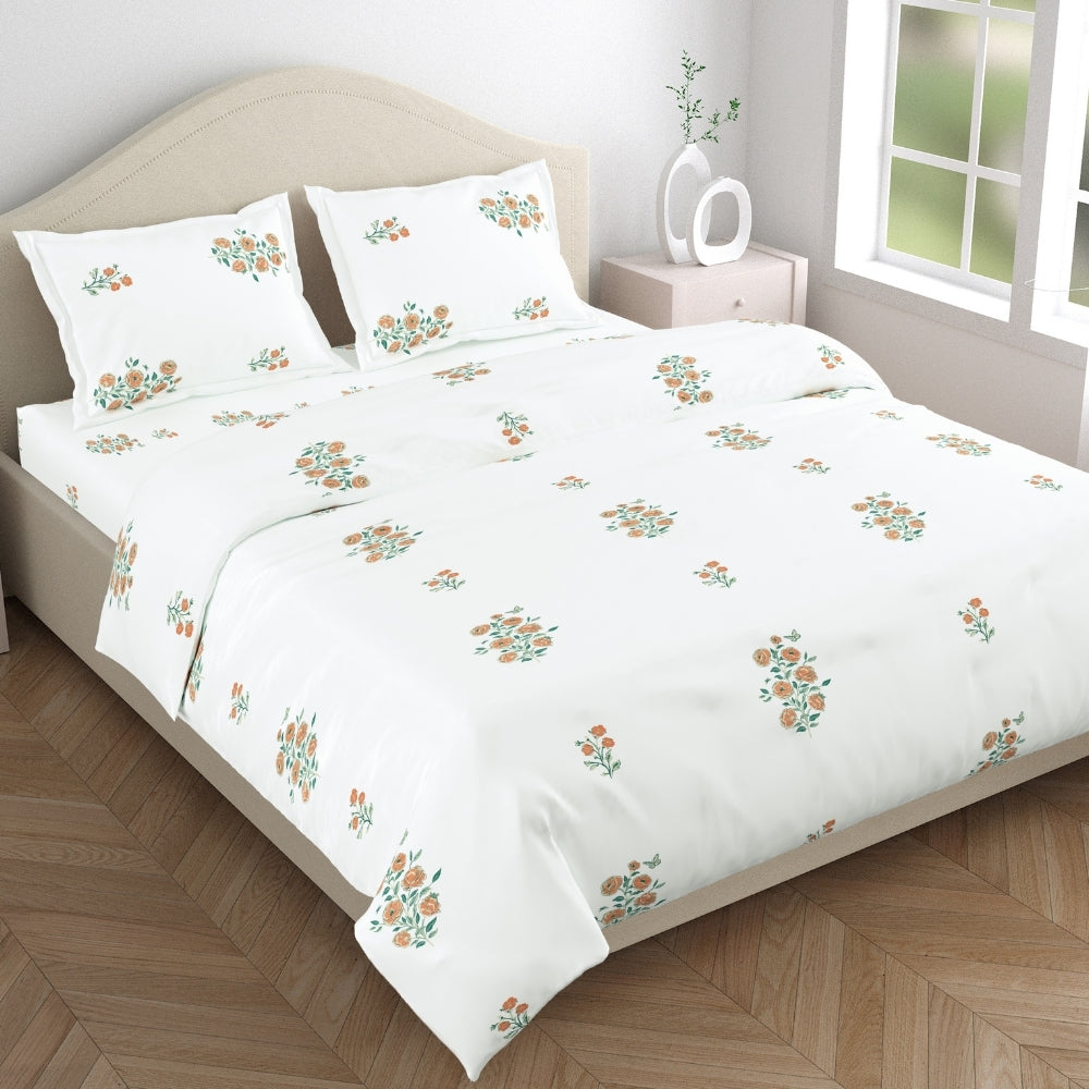 Combed Cotton King Bedsheet Petals of Tradition, 186 TC