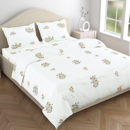 Combed Cotton King Bedsheet Petals of Tradition, 186 TC