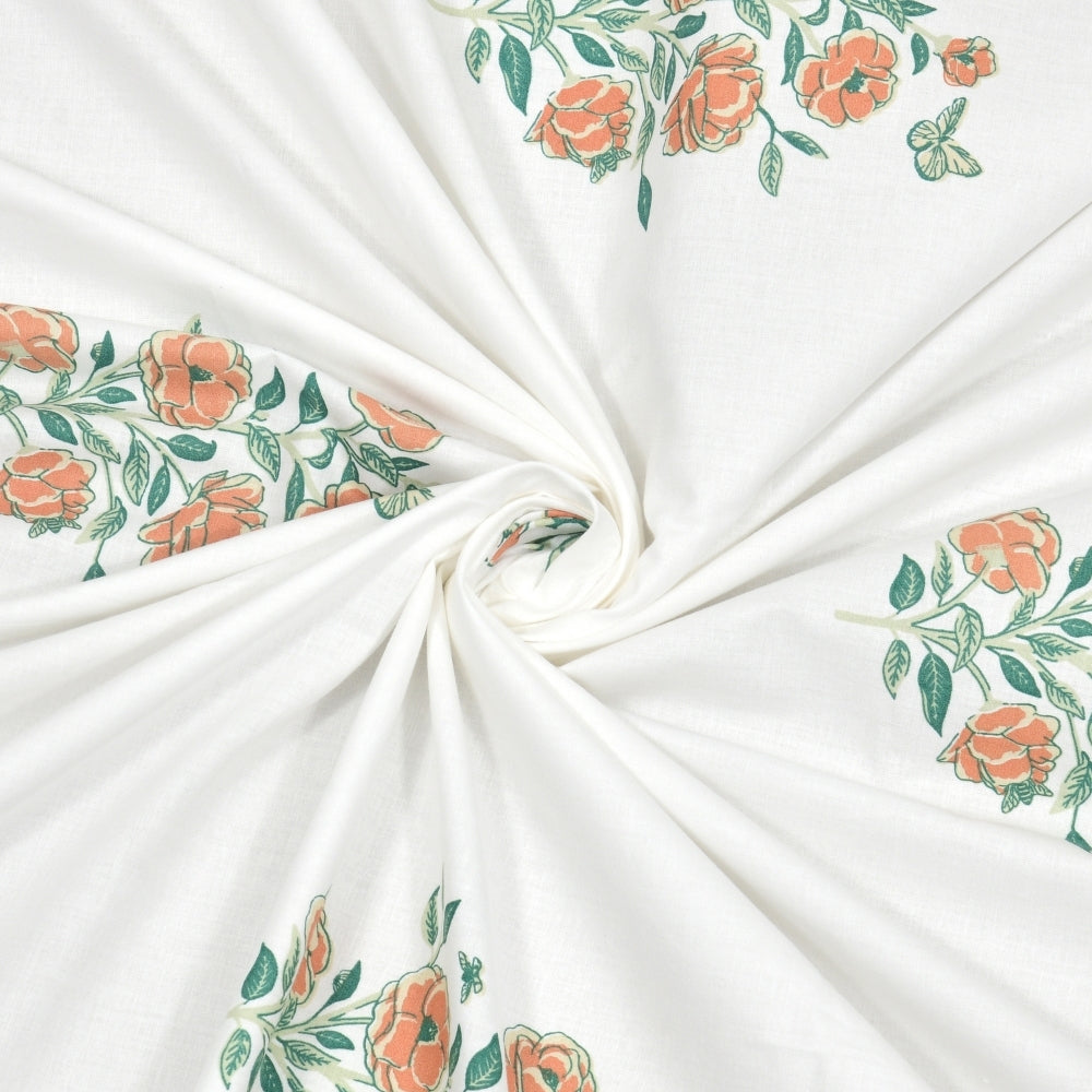 Combed Cotton King Bedsheet Petals of Tradition, 186 TC