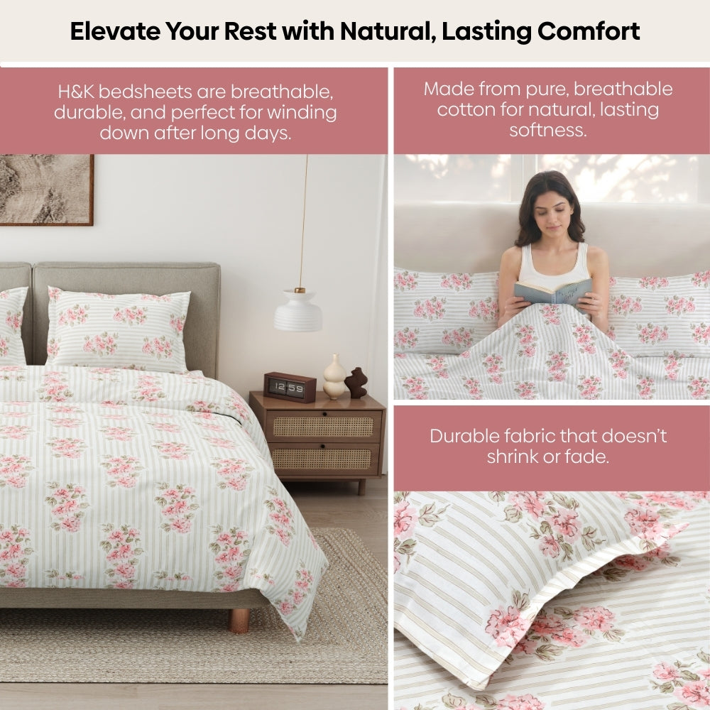 Radiance in Bloom Combed Cotton King Bedsheet , 186 TC