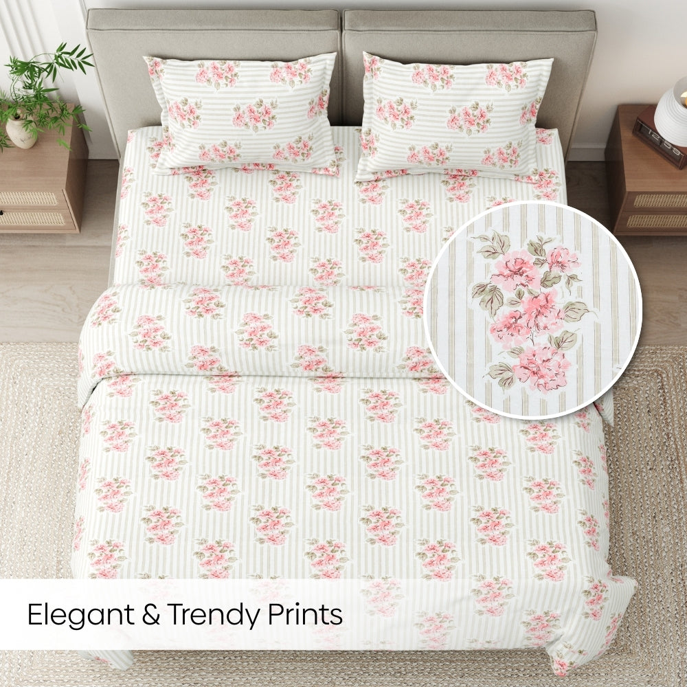 Radiance in Bloom Combed Cotton King Bedsheet , 186 TC