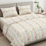 Serenade of Flowers Combed Cotton King Fitted Bedsheet, 186 TC - Bedsheets | haus & kinder