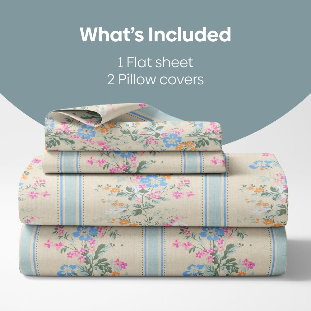 Serenade of Flowers Combed Cotton King Bedsheet, 186 TC
