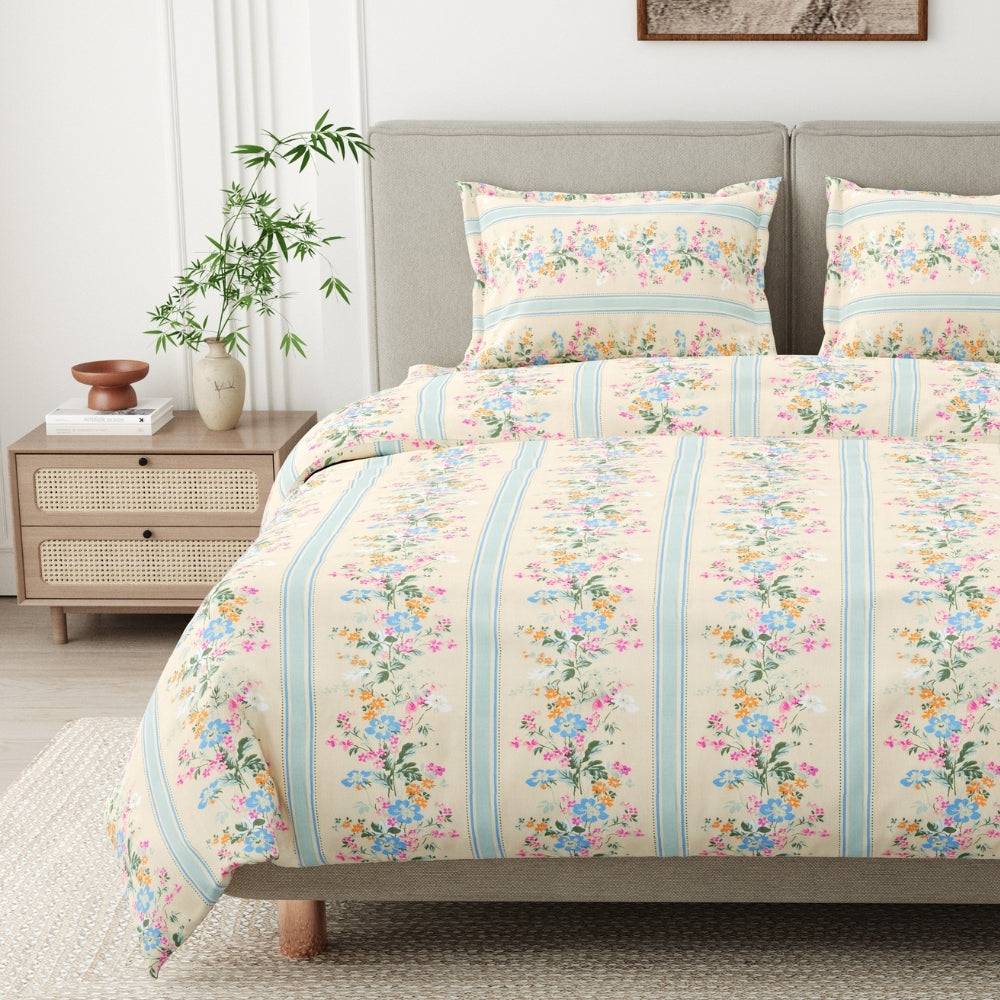 Serenade of Flowers Combed Cotton King Bedsheet, 186 TC