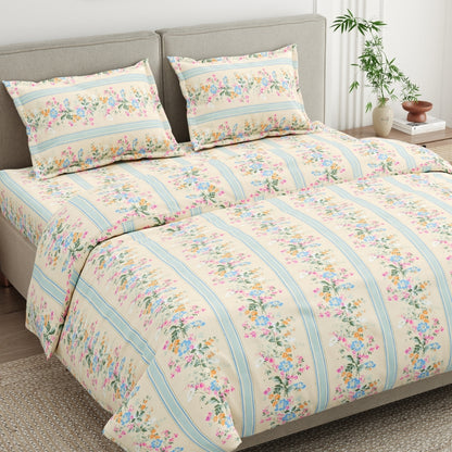 Serenade of Flowers Combed Cotton King Bedsheet, 186 TC