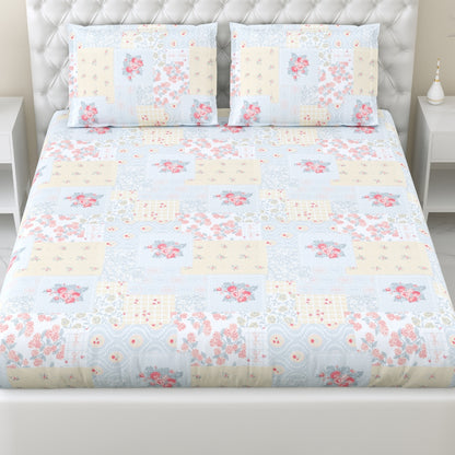 Combed Cotton King Bedsheet Blooming Heritage, 186 TC