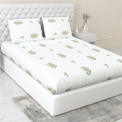 Combed Cotton King Bedsheet Petals of Tradition, 186 TC