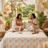 Golden Hour Garden 100% Cotton King Flat Bedsheet, 186 TC