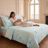 Heritage Blue 100% Cotton Double Size Bedsheet, 186TC