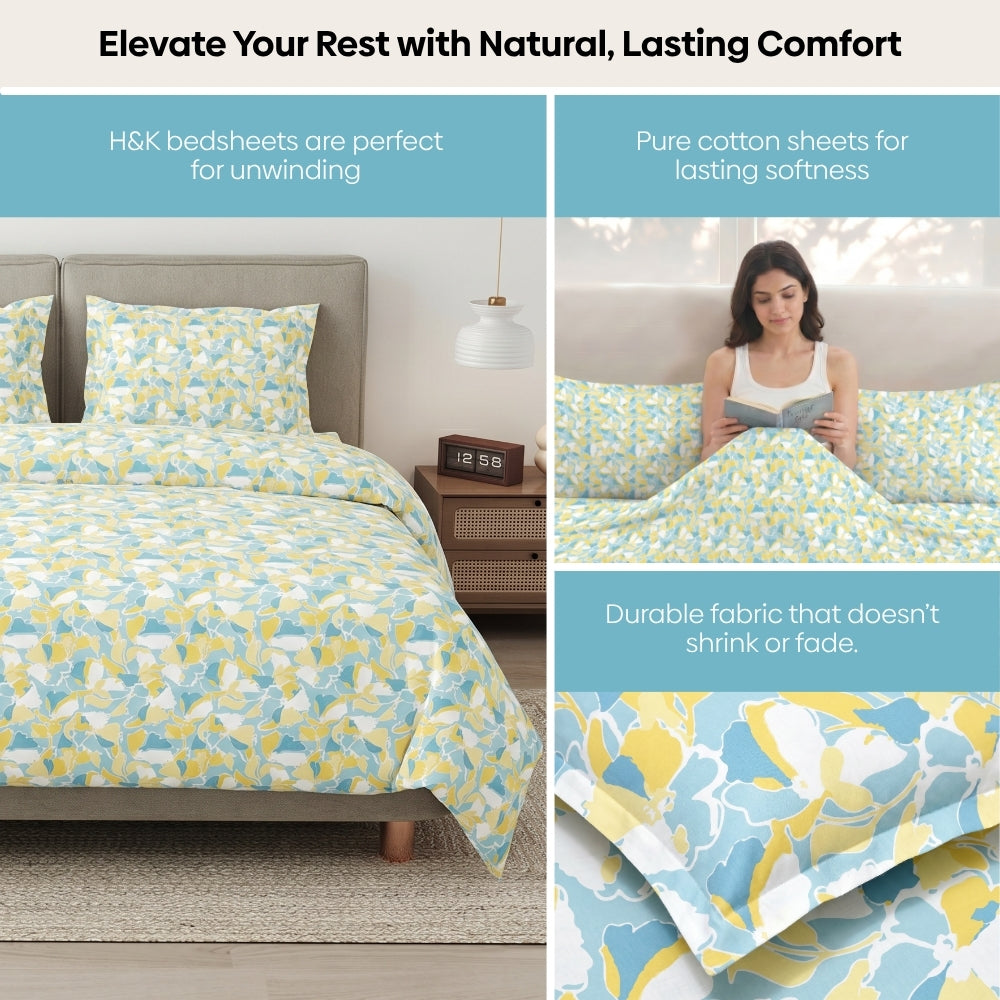 Summer Mirage 100% Cotton King Flat Bedsheet, 186 TC