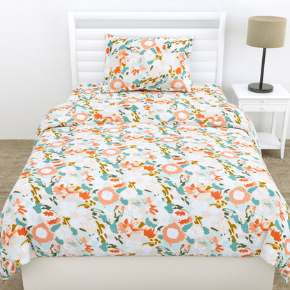 100% Cotton Single Flat 186 TC Bedsheet, Blushbloom, Multicolor