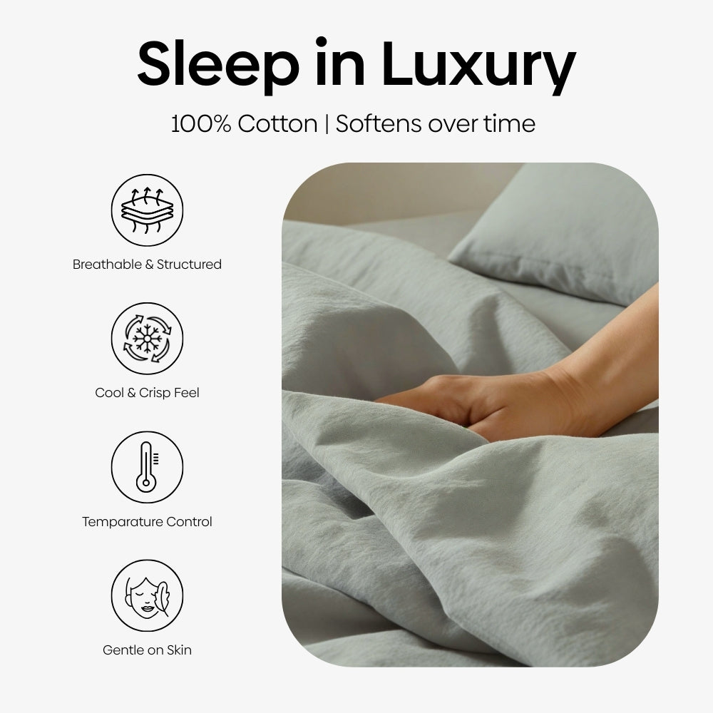 Organic Cotton Bedsheet - Coastal Calm 300 TC Percale