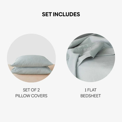 Organic Cotton King Flat Sheet- Coastal Calm 300 TC Percale