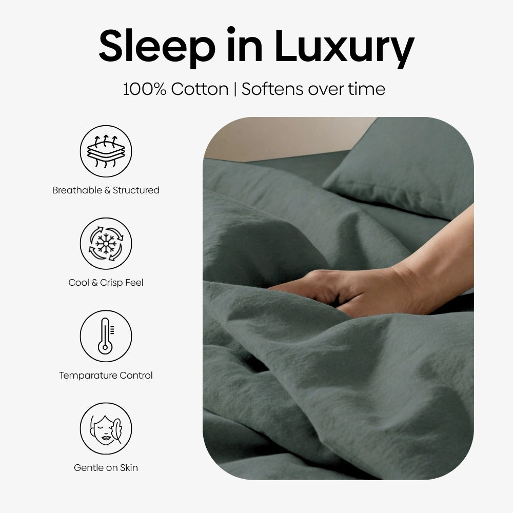 Organic Cotton Bedsheet- Deep Drift 300 TC Percale