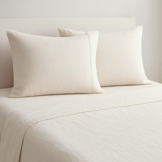 Organic Cotton King Flat Sheet- Vanilla Dawn 300 TC Percale