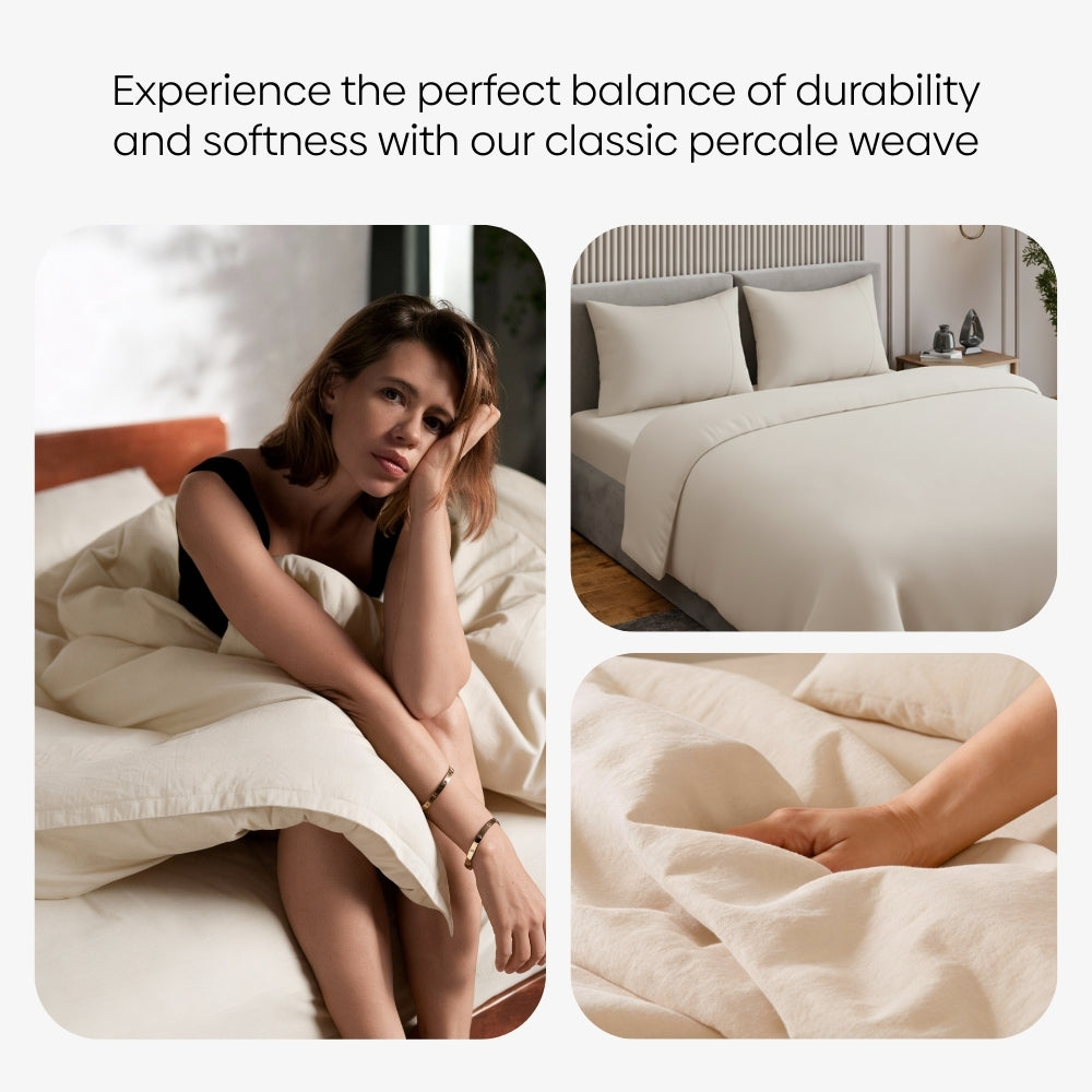 Organic Cotton Bedsheet - Vanilla Dawn 300 TC Percale