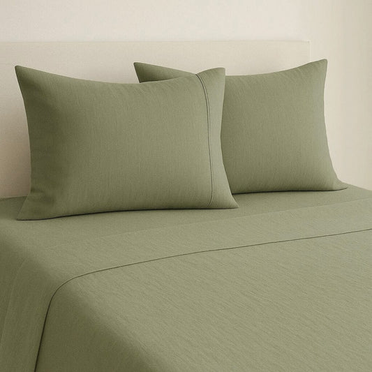Organic Cotton King Flat Sheet- Verdant Haze 300 TC Percale