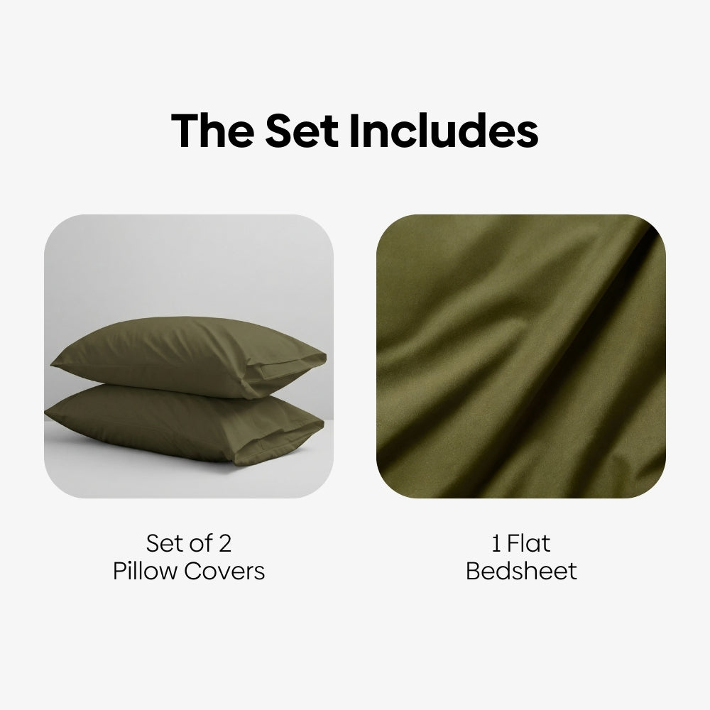 Organic Cotton Bedsheet - Verdant Haze 300 TC Percale