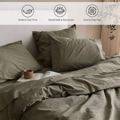 Organic Cotton King Flat Sheet- Verdant Haze 300 TC Percale