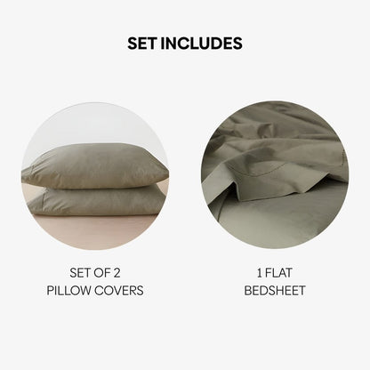 Organic Cotton King Flat Sheet- Verdant Haze 300 TC Percale