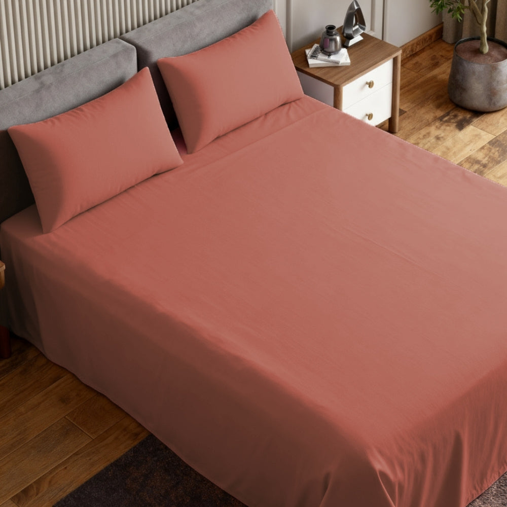 Luxury 300 TC Sateen 100% Cotton King Flat Bedsheet, Amber Glow