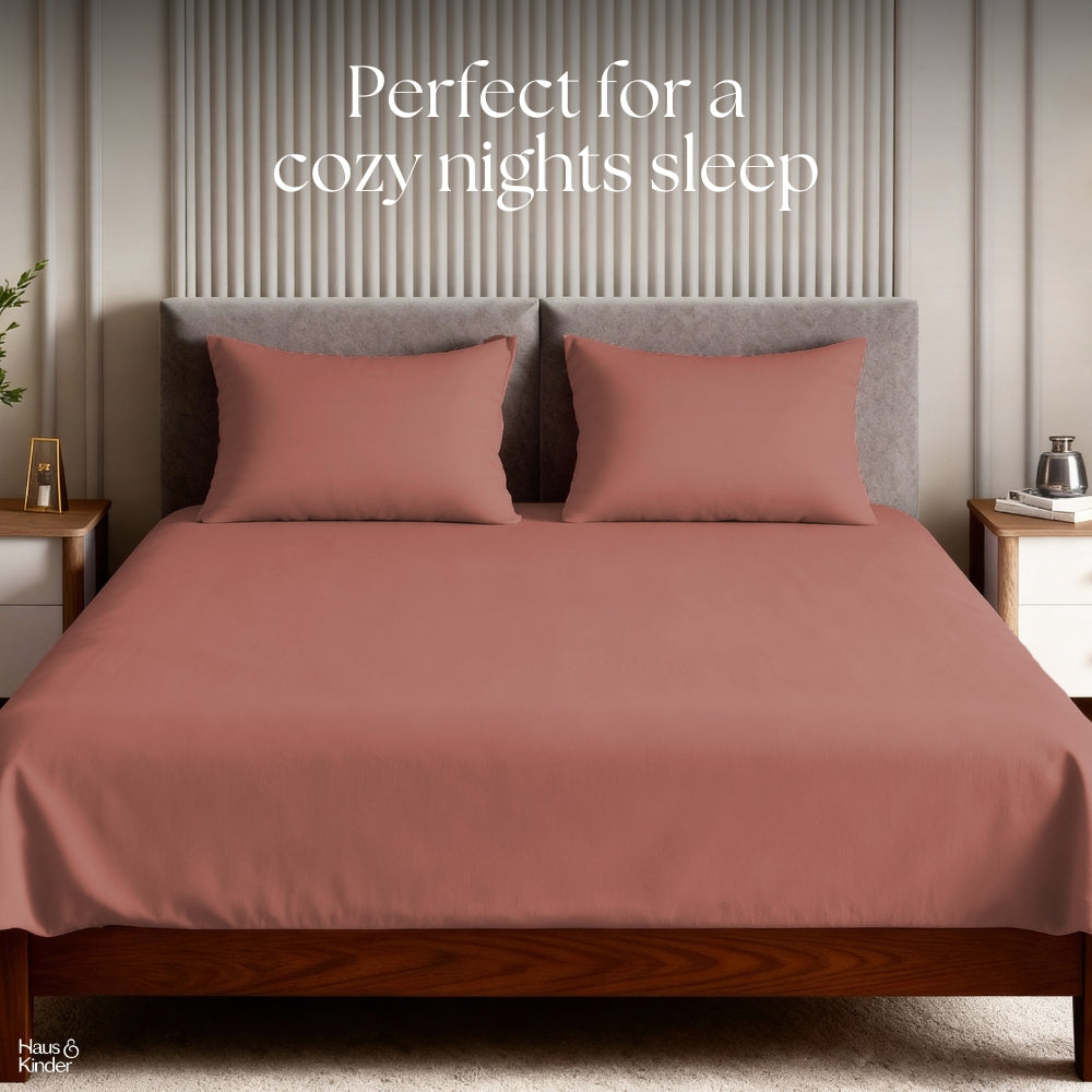 Luxury 300 TC Sateen 100% Cotton King Flat Bedsheet, Amber Glow