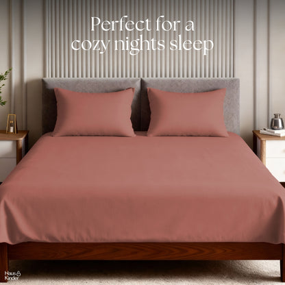 Luxury 300 TC Sateen 100% Cotton King Flat Bedsheet, Amber Glow