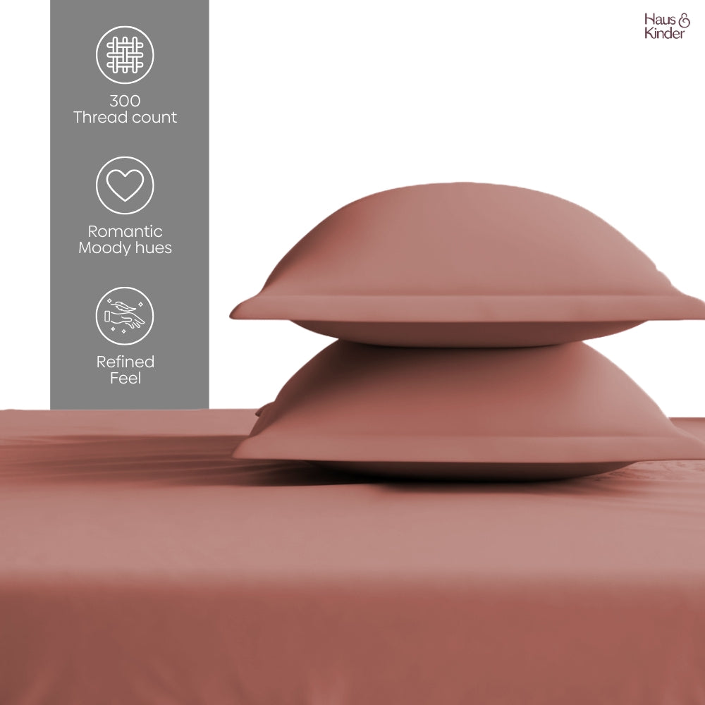 Luxury 300 TC Sateen 100% Cotton King Flat Bedsheet, Amber Glow