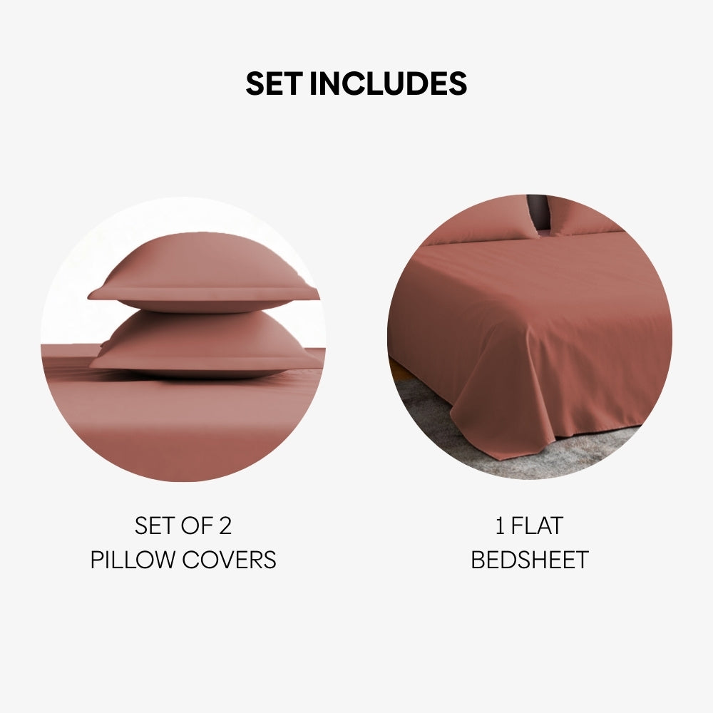 Luxury 300 TC Sateen 100% Cotton King Flat Bedsheet, Amber Glow