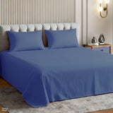 Luxury 300 TC Sateen 100% Cotton King Flat Bedsheet, Blue Haze