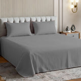 Luxury 300 TC Sateen 100% Cotton King Flat Bedsheet, Fogstone