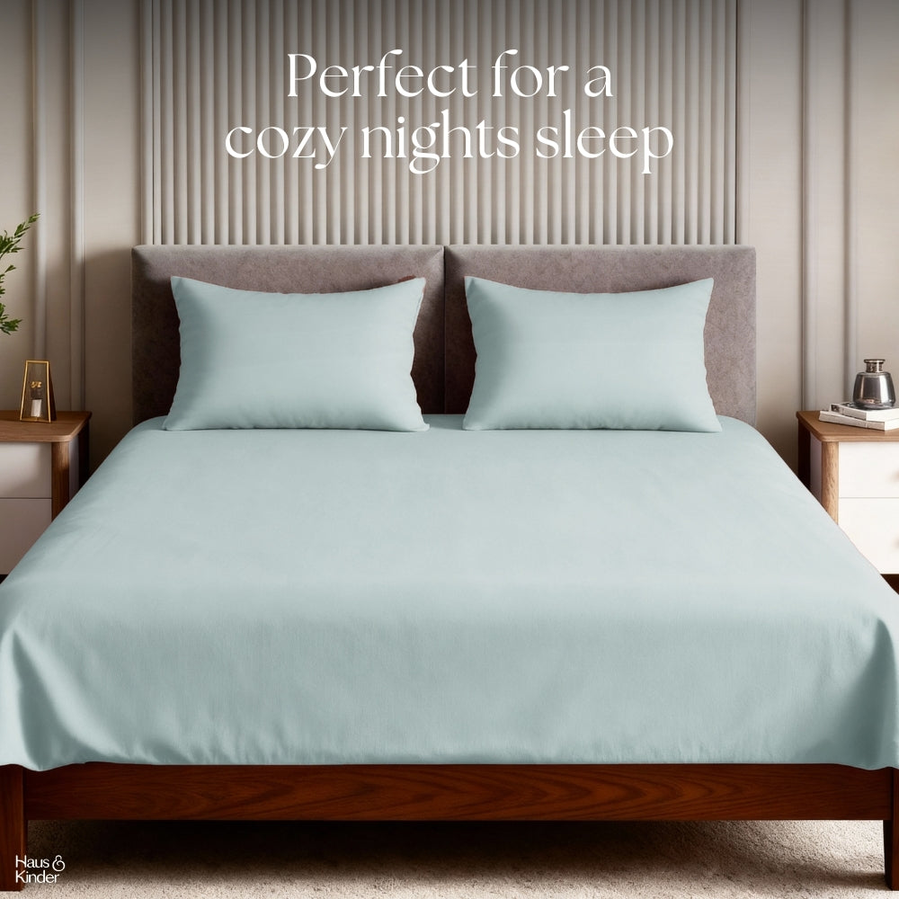 Luxury 300 TC Sateen 100% Cotton King Flat Bedsheet, Spring Mint