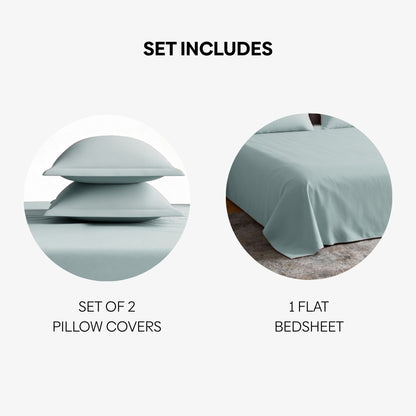 Luxury 300 TC Sateen 100% Cotton King Flat Bedsheet, Spring Mint