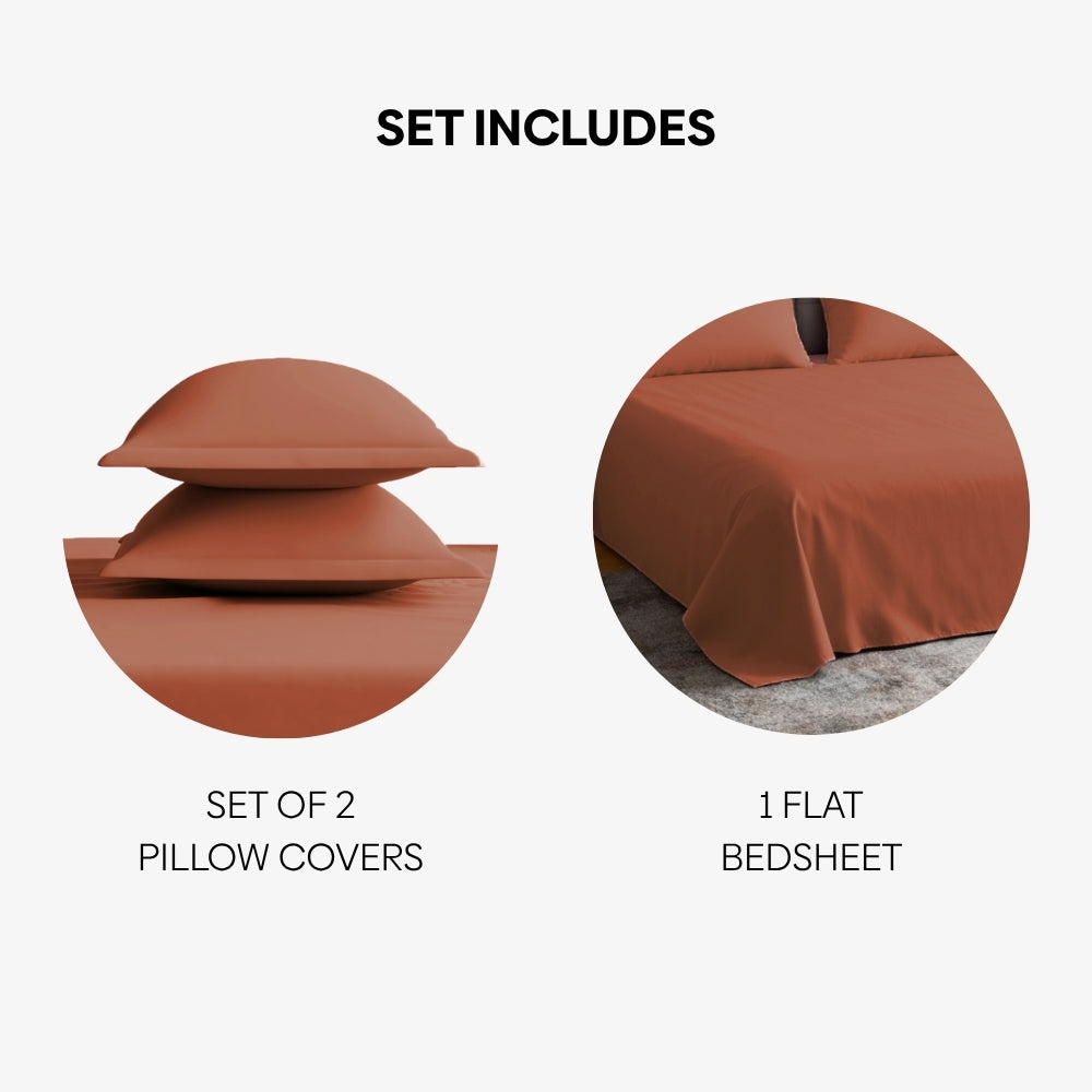 Luxury 300 TC Sateen 100% Cotton Bedsheet, Terracotta Dreams
