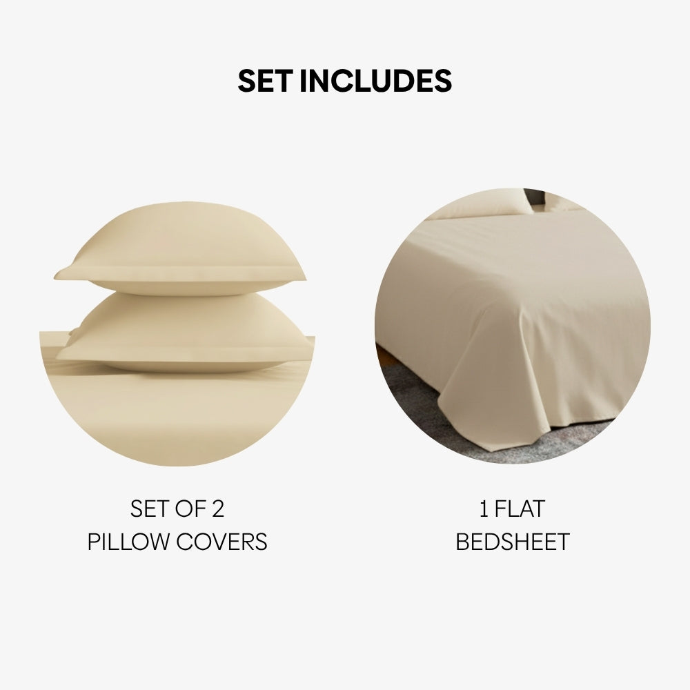 Luxury 300 TC Sateen 100% Cotton Bedsheet, Timeless Pearl