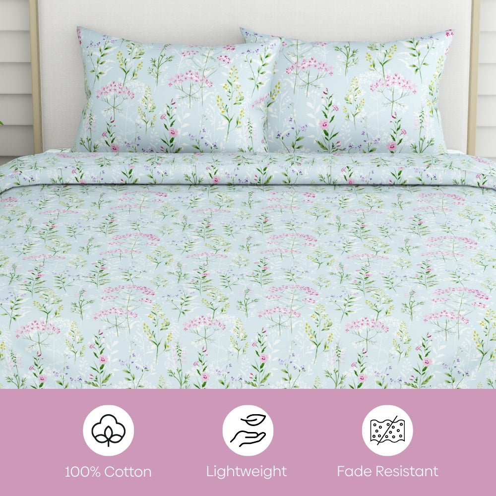 Elegant Bloom 100% Cotton Double Size Bedsheet, 186 TC