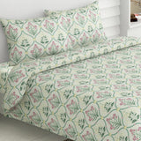 Green Blossom, 100% Cotton Double Size Bedsheet, 186 TC